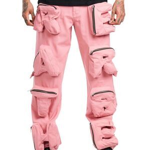 Dead Than Cool Pink 3D Patch Pocket Cargo Pants 100% Cotton Men's Size 32